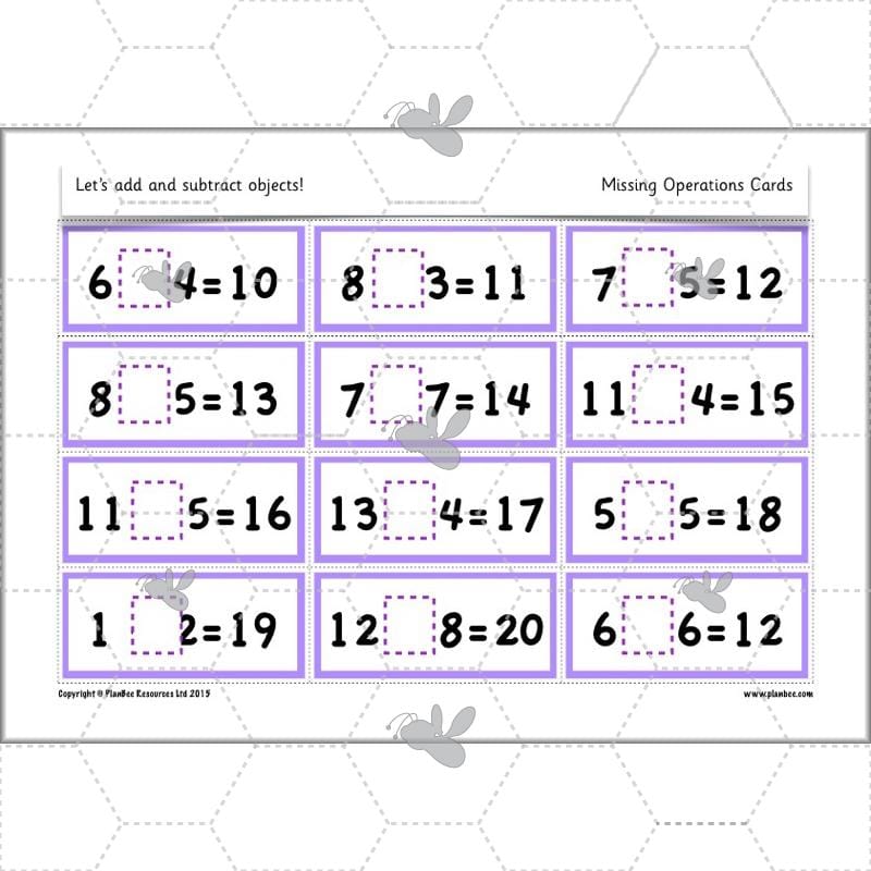 PlanBee Let’s add and subtract objects - KS1 maths number plans