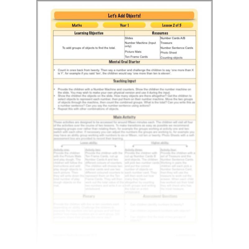 PlanBee Year 1 Addition to 20 Adding Objects Maths by PlanBee