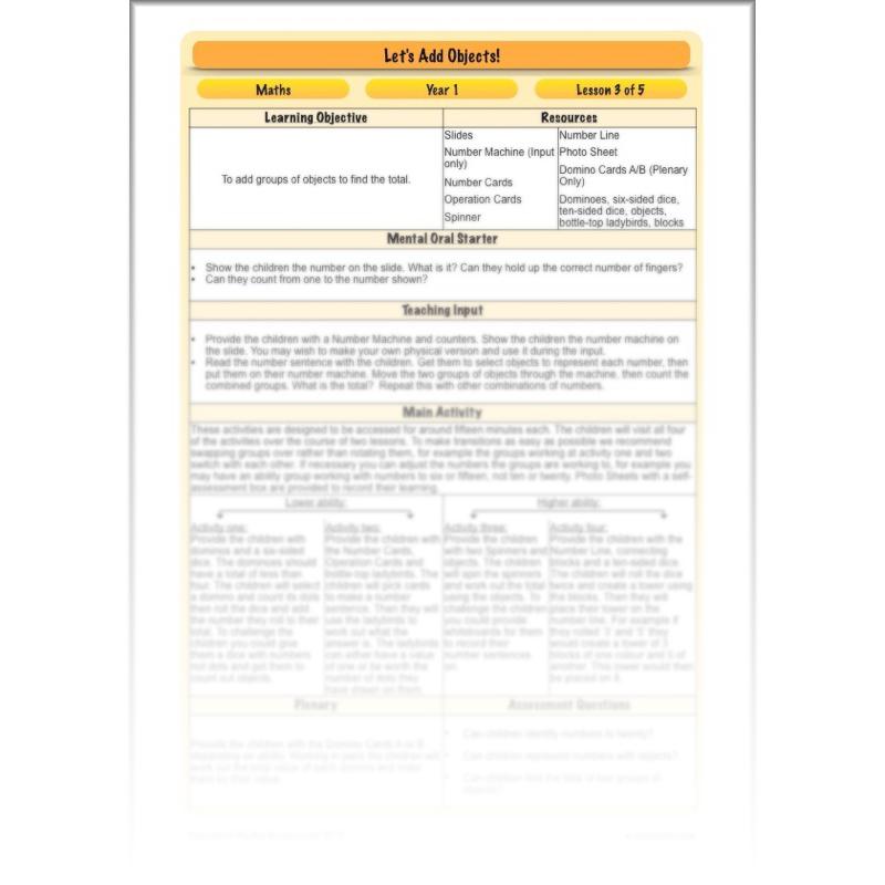 PlanBee Year 1 Addition to 20 Adding Objects Maths by PlanBee