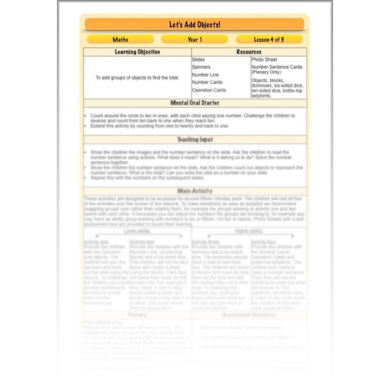 PlanBee Year 1 Addition to 20 Adding Objects Maths by PlanBee