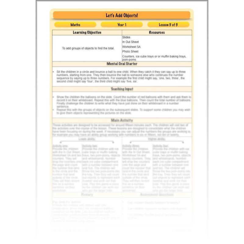 PlanBee Year 1 Addition to 20 Adding Objects Maths by PlanBee