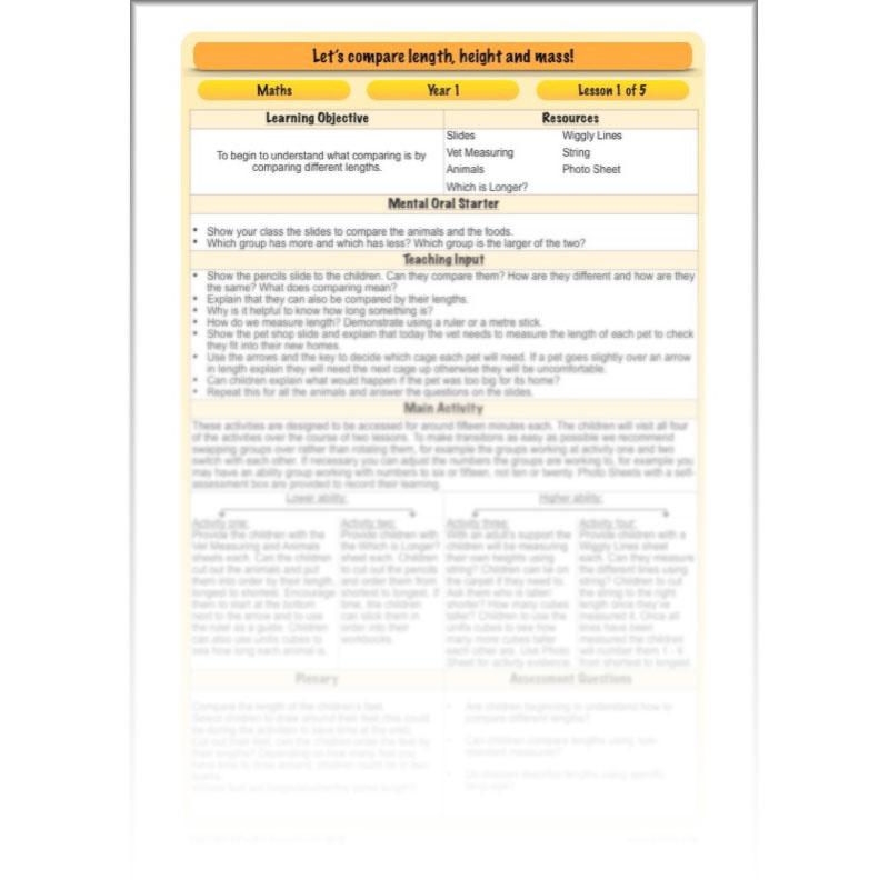 PlanBee Let's compare length, height and mass - KS1 Maths Resources and Plans
