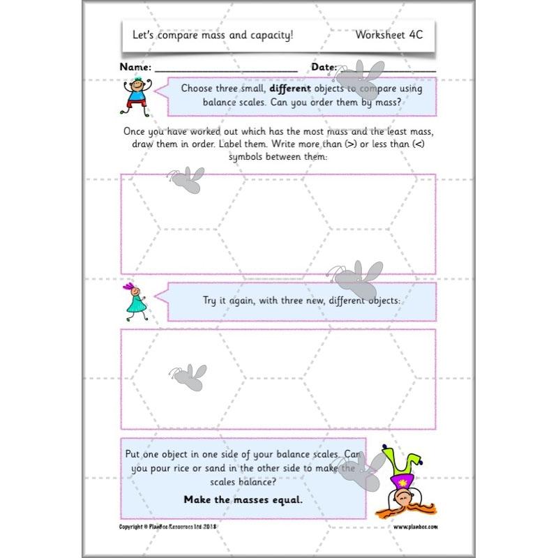 PlanBee Let’s compare mass and capacity - Year 1 Maths planning pack