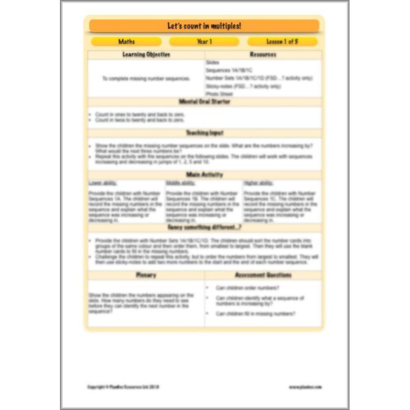 PlanBee Let’s count in multiples - maths for Year 1 KS1