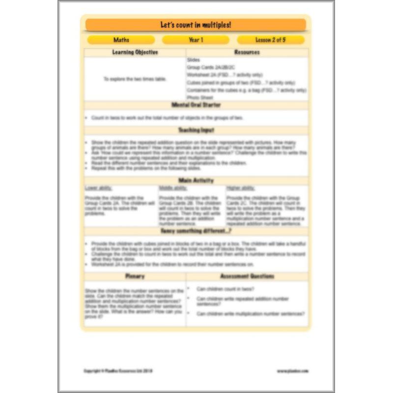 PlanBee Let’s count in multiples - maths for Year 1 KS1