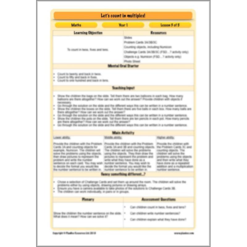 PlanBee Let’s count in multiples - maths for Year 1 KS1