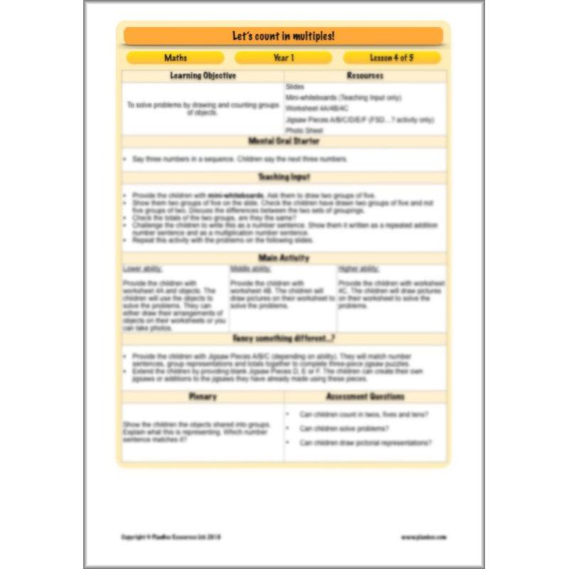 PlanBee Let’s count in multiples - maths for Year 1 KS1