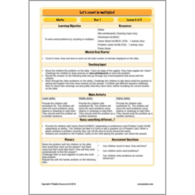 PlanBee Let’s count in multiples - maths for Year 1 KS1