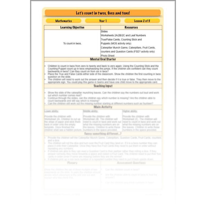 PlanBee Let’s count in twos, fives and tens - KS1 Year 1 Maths