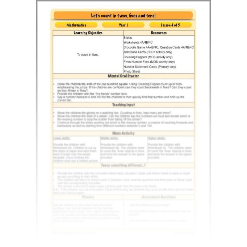 PlanBee Let’s count in twos, fives and tens - KS1 Year 1 Maths