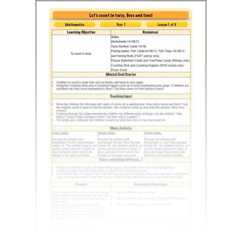 PlanBee Let’s count in twos, fives and tens - KS1 Year 1 Maths