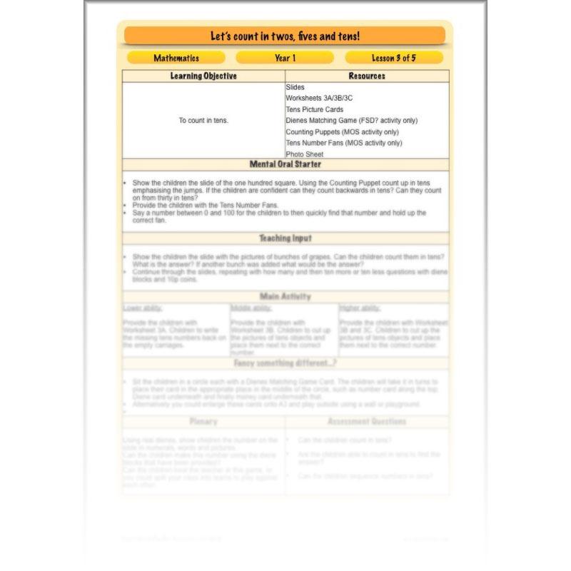 PlanBee Let’s count in twos, fives and tens - KS1 Year 1 Maths
