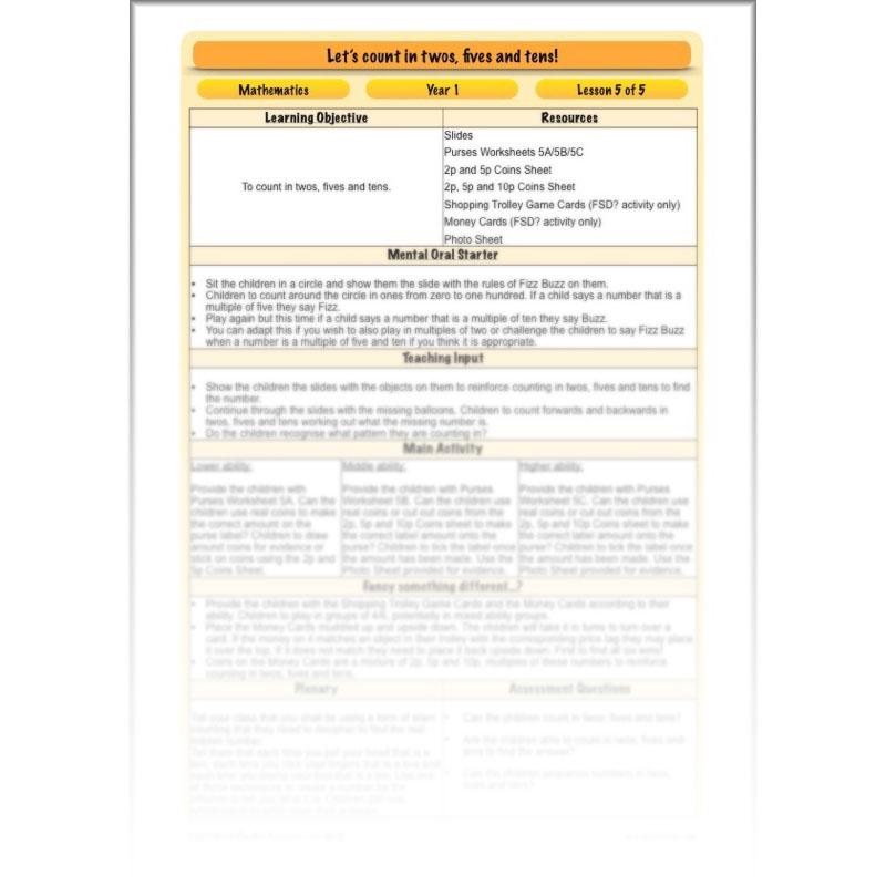 PlanBee Let’s count in twos, fives and tens - KS1 Year 1 Maths