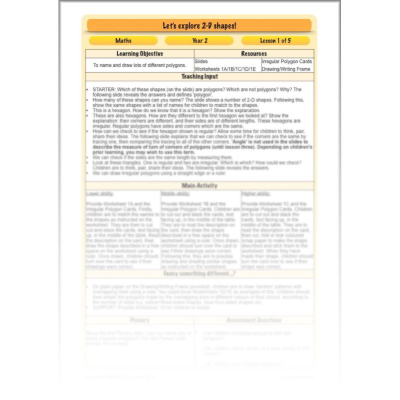 PlanBee Properties of Shapes Year 2 Maths Lessons by PlanBee