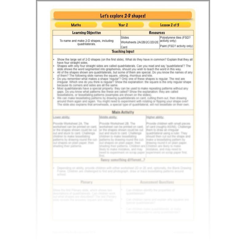 PlanBee Properties of Shapes Year 2 Maths Lessons by PlanBee