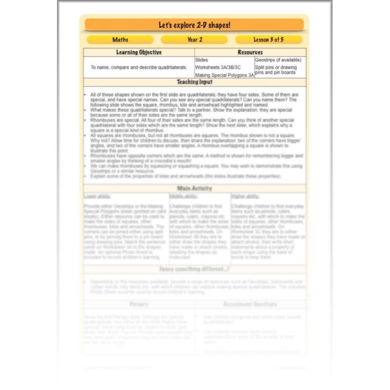 PlanBee Properties of Shapes Year 2 Maths Lessons by PlanBee