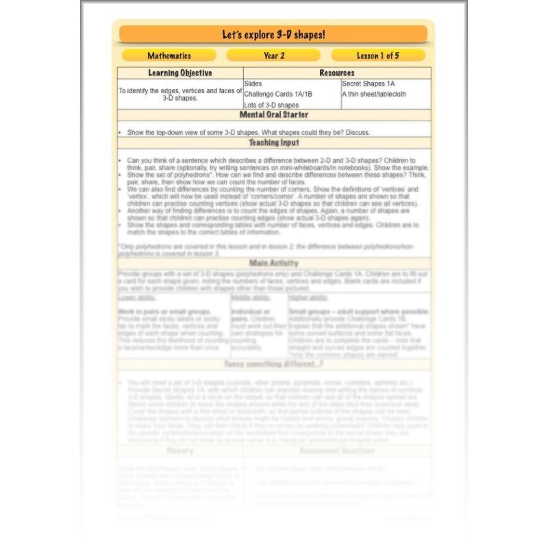 PlanBee Explore 3D Shapes Year 2 Maths Lesson by PlanBee