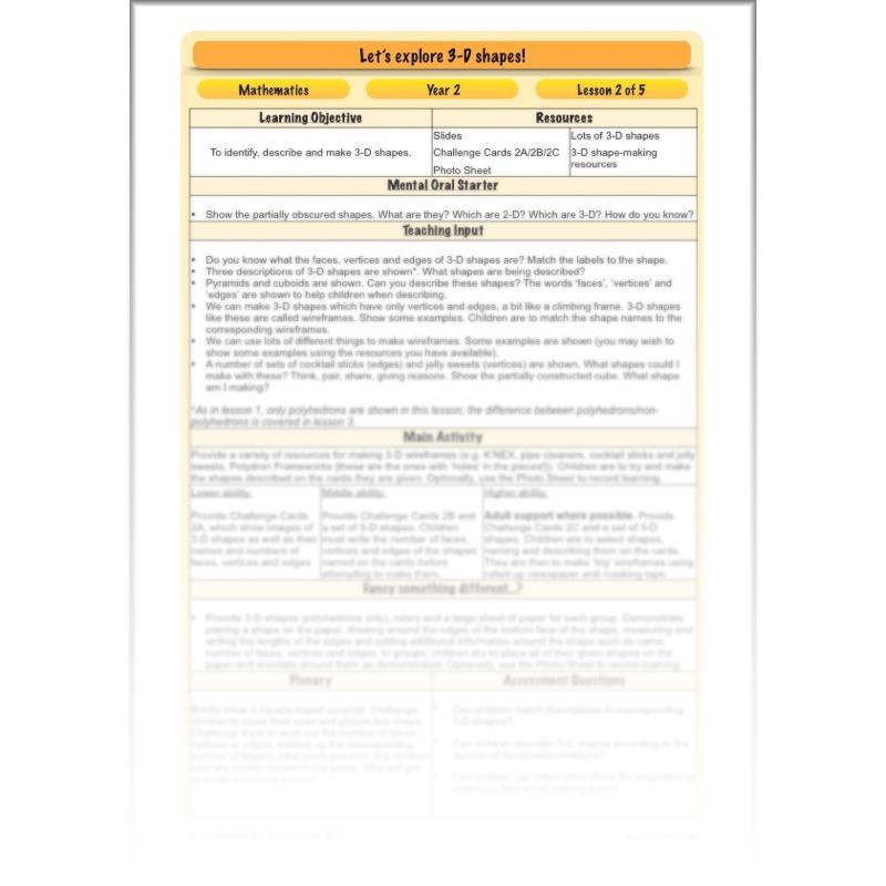 PlanBee Explore 3D Shapes Year 2 Maths Lesson by PlanBee