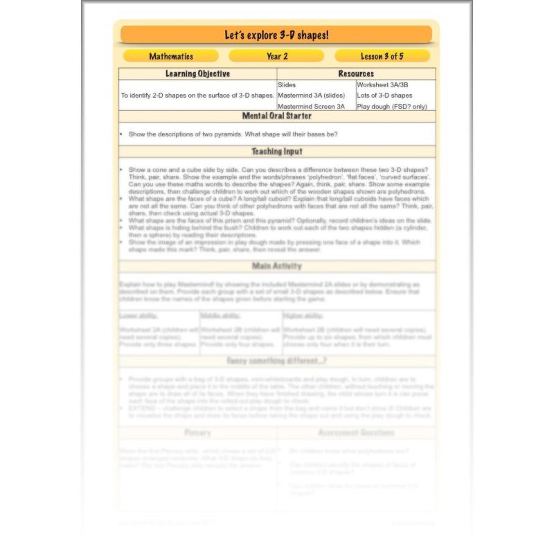 PlanBee Explore 3D Shapes Year 2 Maths Lesson by PlanBee