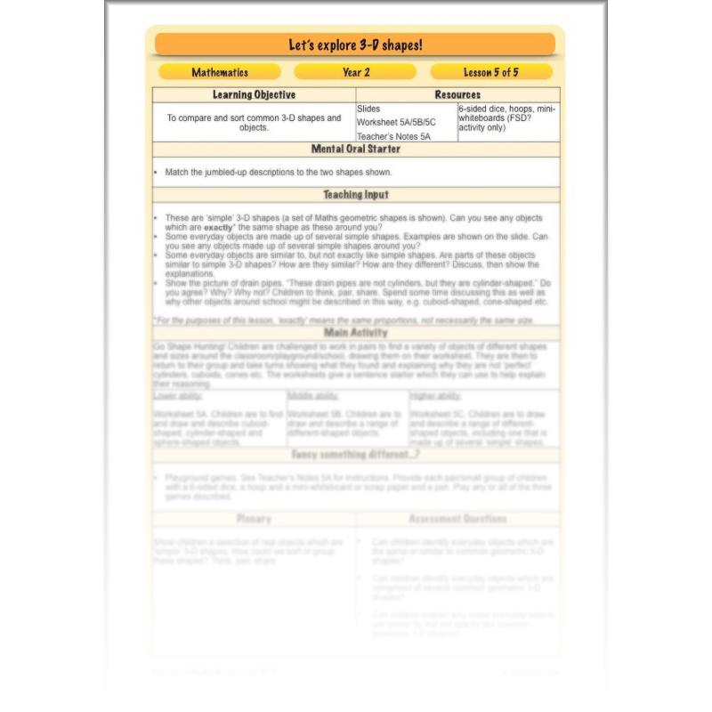 PlanBee Explore 3D Shapes Year 2 Maths Lesson by PlanBee