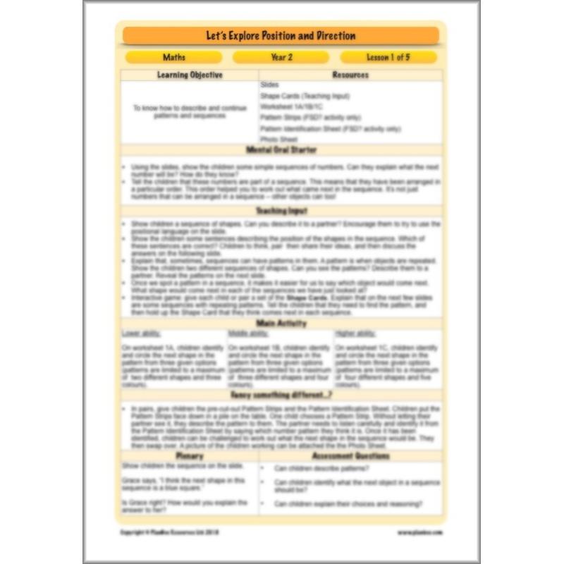 PlanBee Explore Position and Direction Year 2 Maths | PlanBee