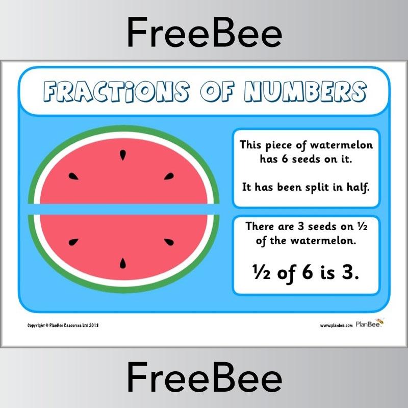 1/2 of 6 FREE Fractions of Numbers Display Posters by PlanBee