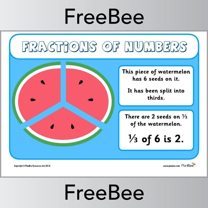 1/3 of 6 FREE Fractions of Numbers Display Posters by PlanBee