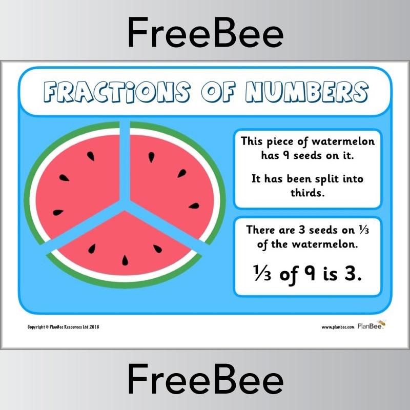 1/3 of 9 FREE Fractions of Numbers Display Posters by PlanBee