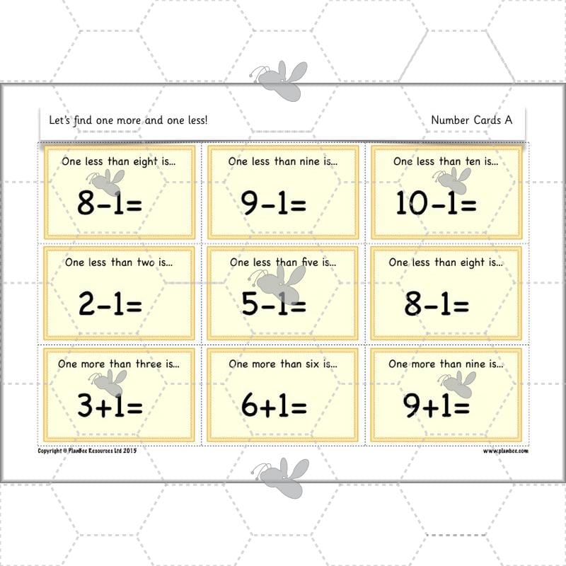 PlanBee Let’s find one more and one less - KS1 Maths planning and resources