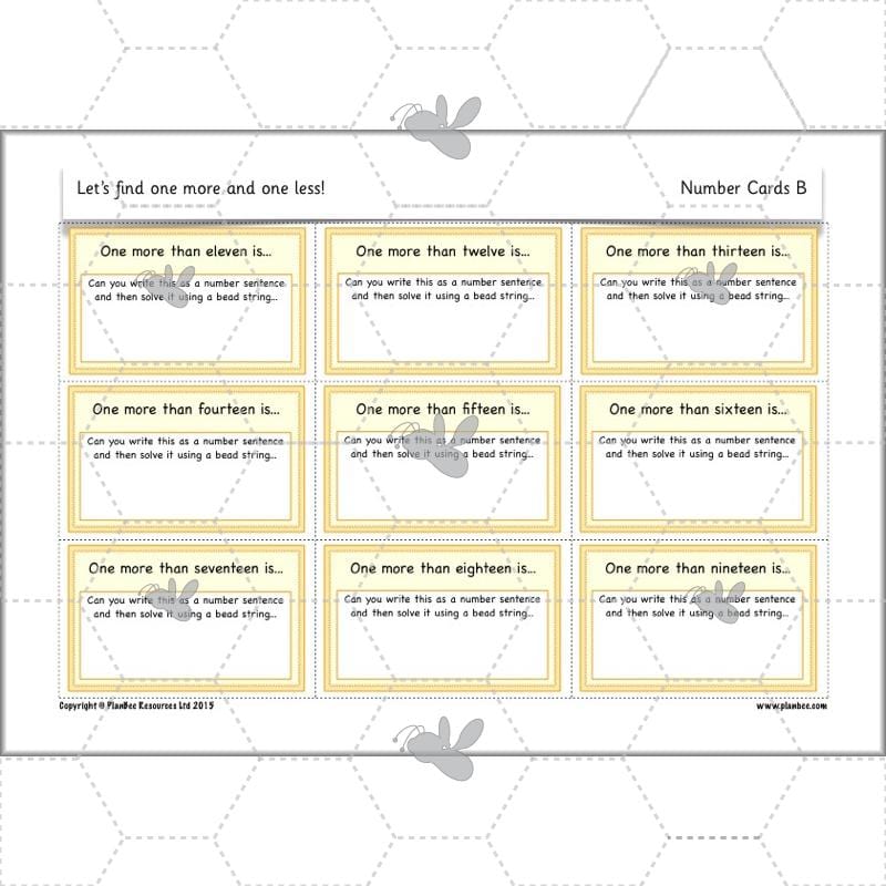 PlanBee Let’s find one more and one less - KS1 Maths planning and resources