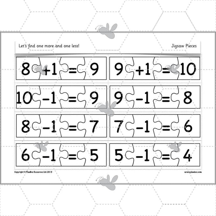 PlanBee Let’s find one more and one less - KS1 Maths planning and resources