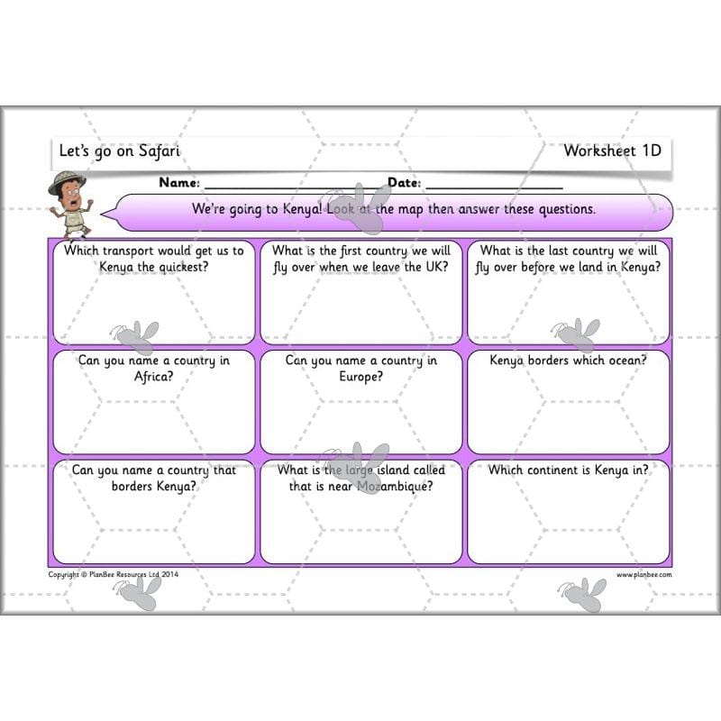 PlanBee Let's go on Safari: Kenya KS1 Geography Lesson Plans