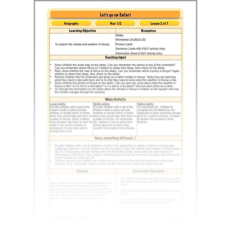 PlanBee Let's go on Safari: Kenya KS1 Geography Lesson Plans