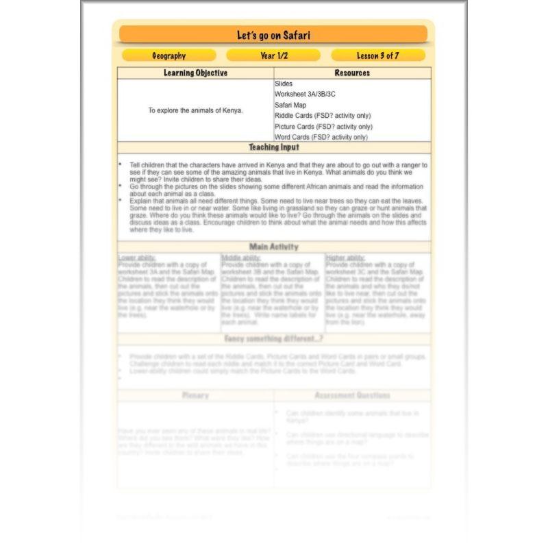 PlanBee Let's go on Safari: Kenya KS1 Geography Lesson Plans