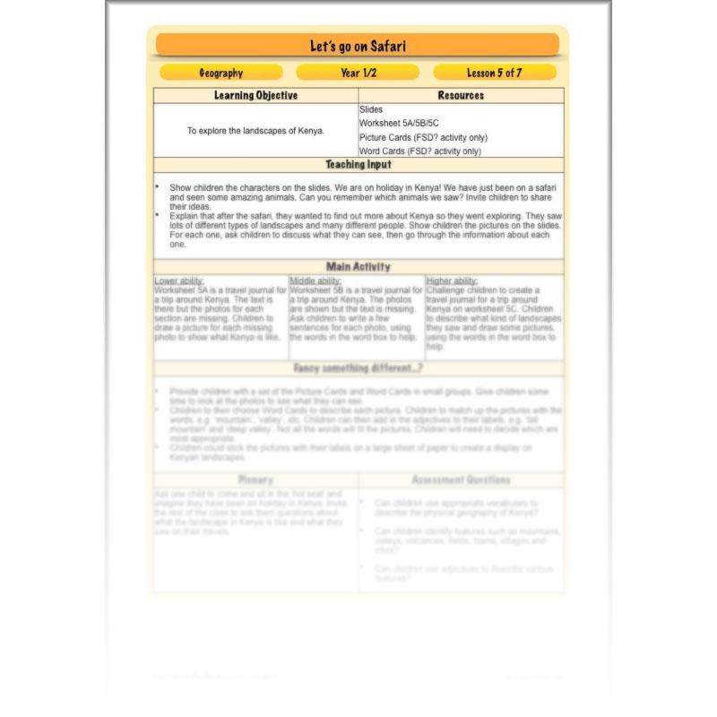 PlanBee Let's go on Safari: Kenya KS1 Geography Lesson Plans