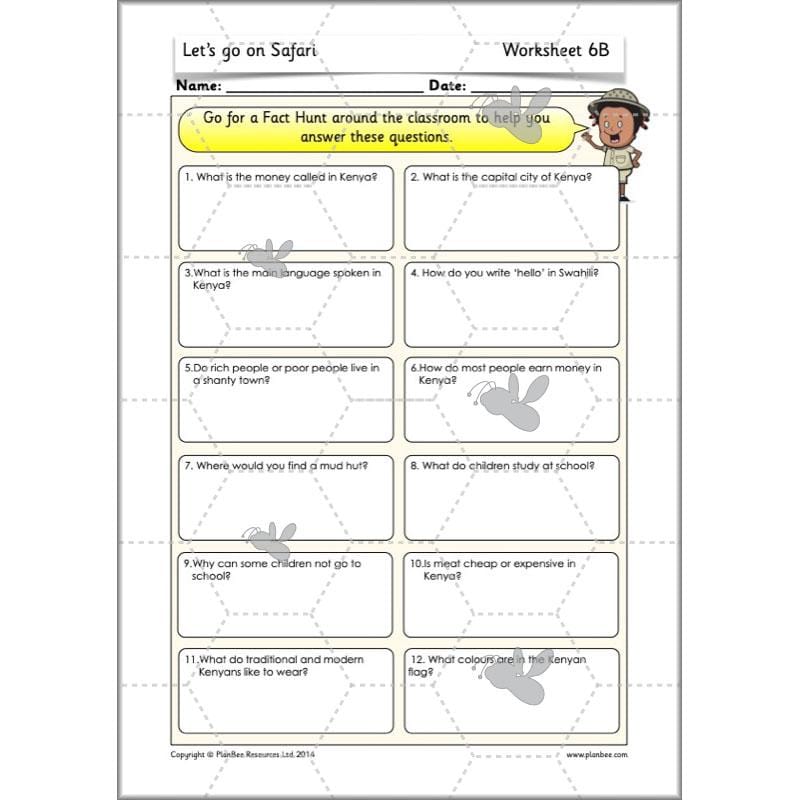 PlanBee Let's go on Safari: Kenya KS1 Geography Lesson Plans