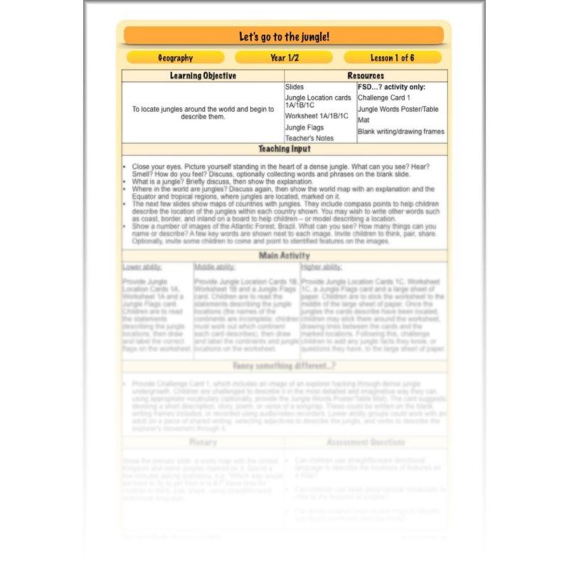 PlanBee Let's go to the Jungle Geography lessons for KS1