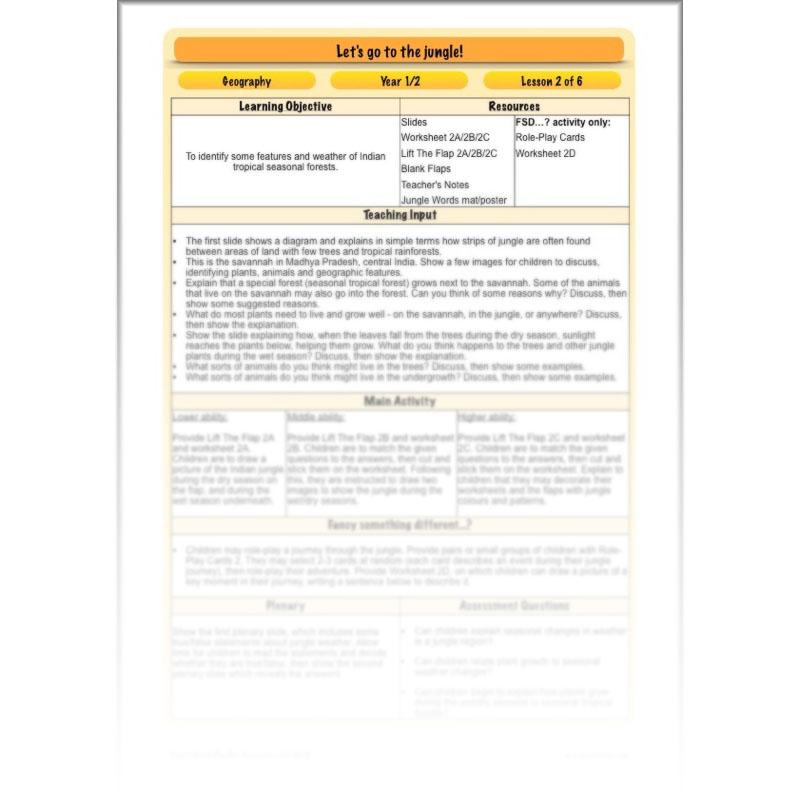 PlanBee Let's go to the Jungle Geography lessons for KS1