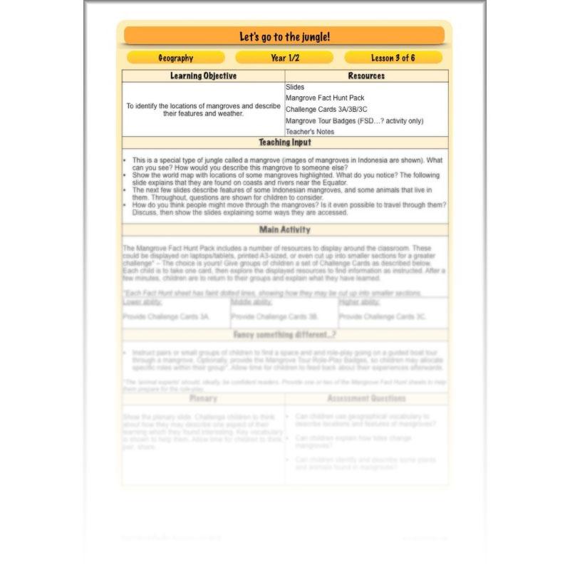 PlanBee Let's go to the Jungle Geography lessons for KS1