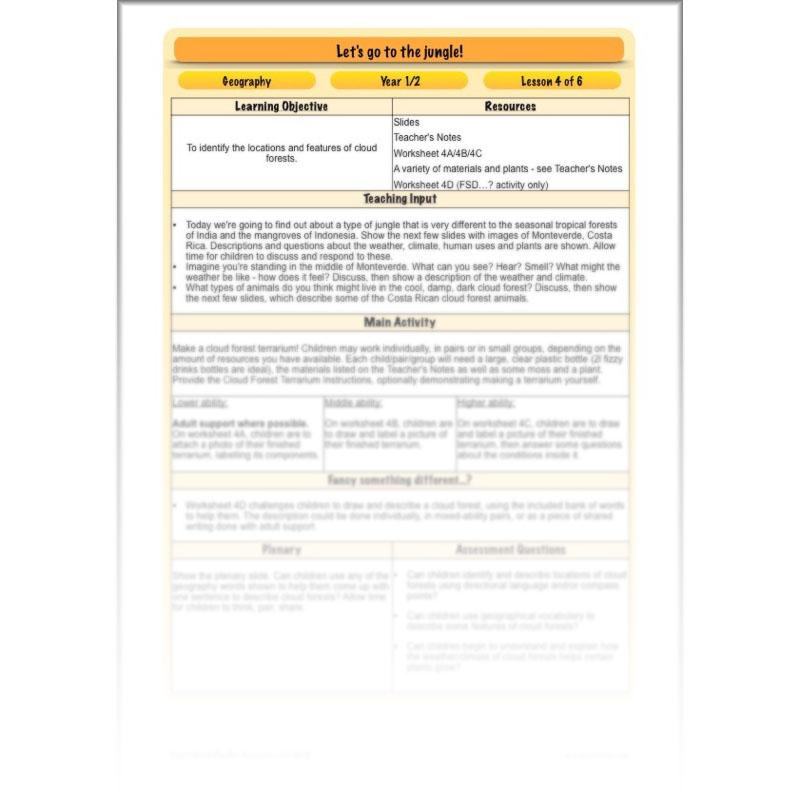 PlanBee Let's go to the Jungle Geography lessons for KS1