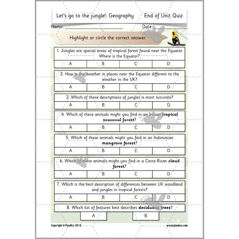 PlanBee Let's go to the Jungle Geography lessons for KS1