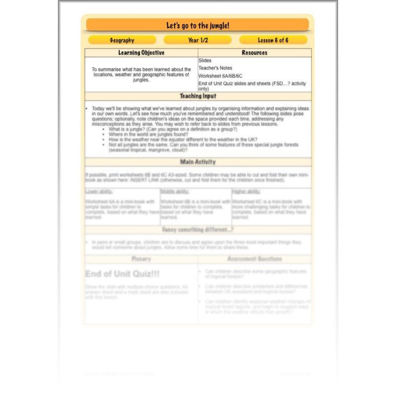 PlanBee Let's go to the Jungle Geography lessons for KS1