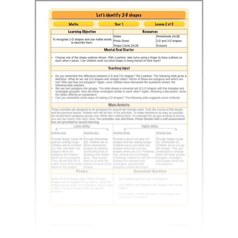 PlanBee Names of 2D shapes Year 1 Maths by PlanBee