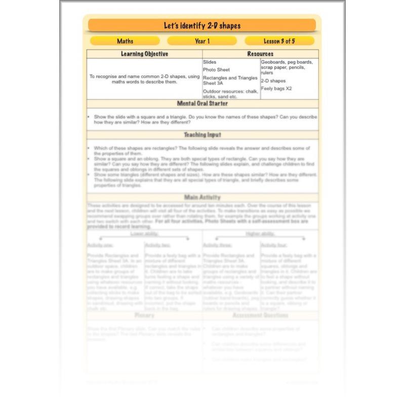 PlanBee Names of 2D shapes Year 1 Maths by PlanBee