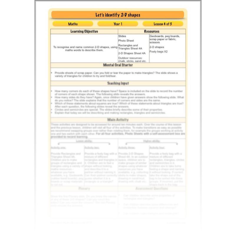 PlanBee Names of 2D shapes Year 1 Maths by PlanBee