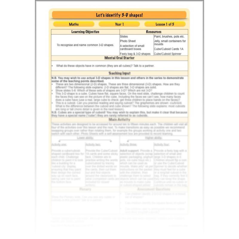 PlanBee Names of 3D shapes Year 1 Shape Lessons | PlanBee