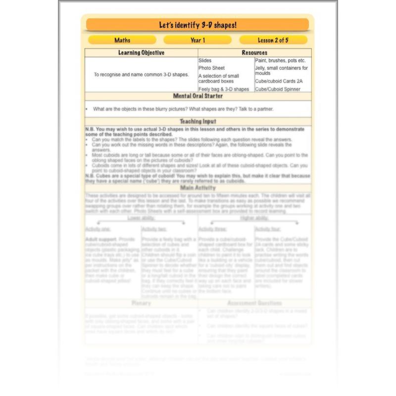 PlanBee Names of 3D shapes Year 1 Shape Lessons | PlanBee