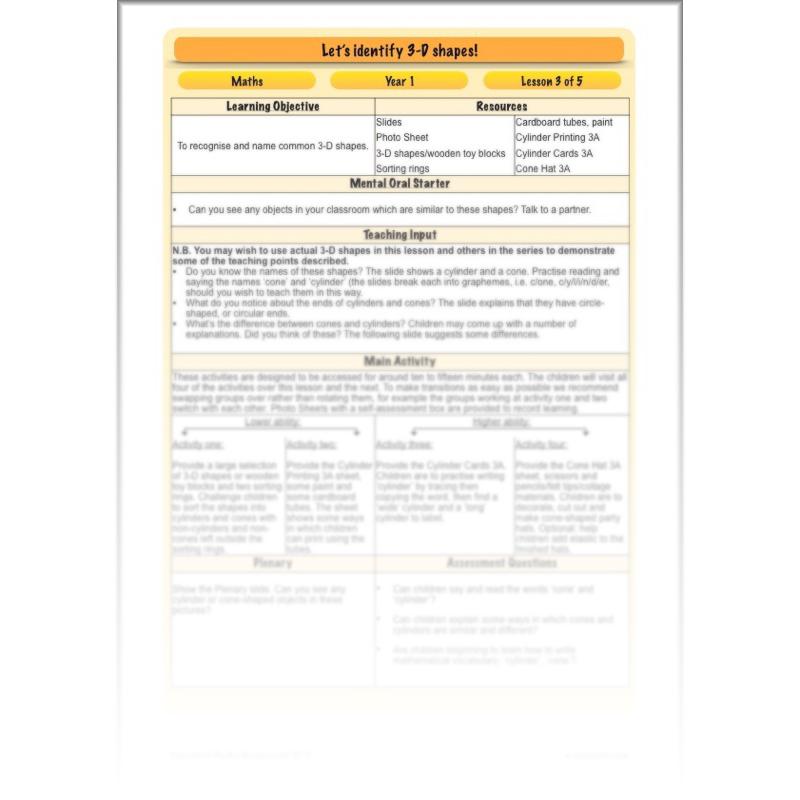 PlanBee Names of 3D shapes Year 1 Shape Lessons | PlanBee