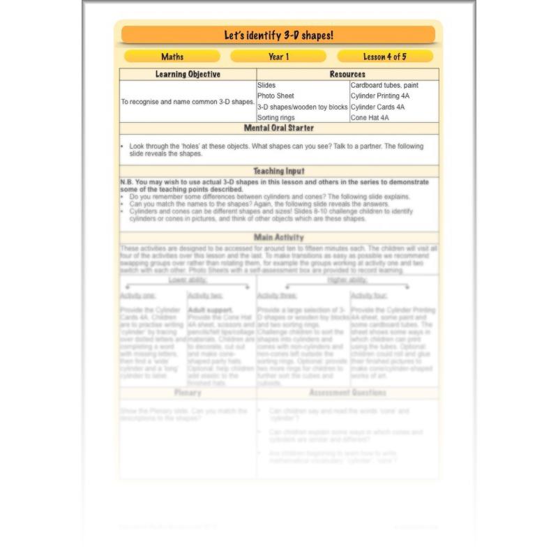 PlanBee Names of 3D shapes Year 1 Shape Lessons | PlanBee