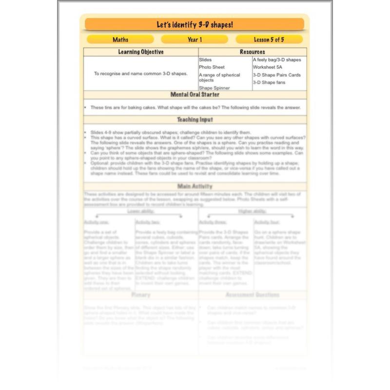 PlanBee Names of 3D shapes Year 1 Shape Lessons | PlanBee